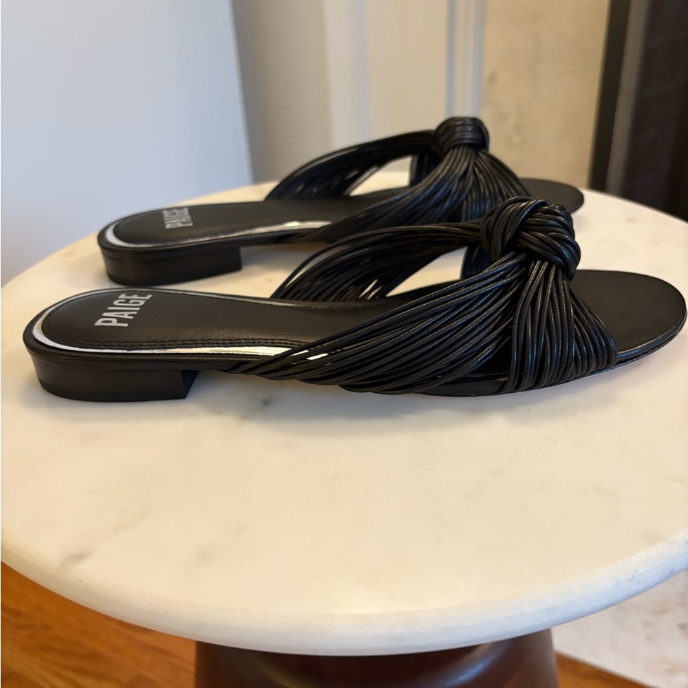 PAIGE Black Knotted Slide Sandals NEW - Picture 4 of 4